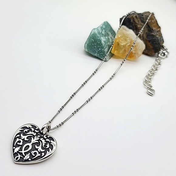 Brighton "CORDOBA HEART" Reversible Pendant Worn 1x!! MSRP $58 Beautiful 🖤❤️ - Picture 3 of 10